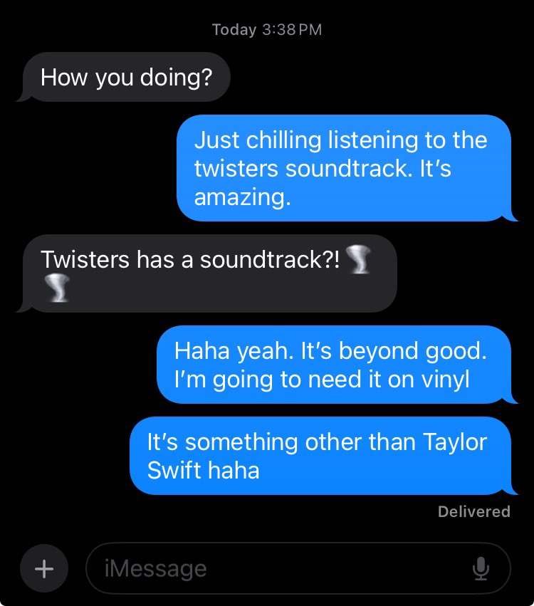 MeganAdelaide16's tweet photo. Between Glen Powell and the soundtrack, Twisters is about to be my whole personality for a while. My poor husband. https://t.co/HHFhexDonC