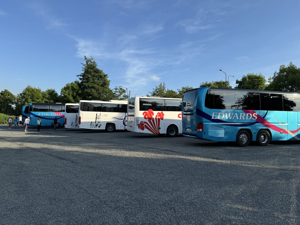 ScoutshwKISC's tweet photo. The Adventure has started!

All 5 Astons &amp; @EdwardsCoaches are on the move, heading for Dover and then on to Kandersteg International Scout Centre.

#KISC24 #ScoutsHW #skillsforlife #InternationalScouting https://t.co/WPJIVZvGWs