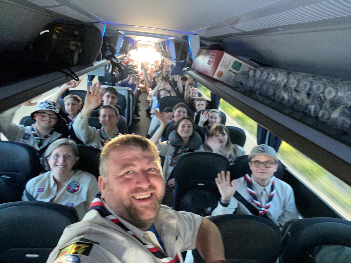 ScoutshwKISC's tweet photo. The Adventure has started!

All 5 Astons &amp; @EdwardsCoaches are on the move, heading for Dover and then on to Kandersteg International Scout Centre.

#KISC24 #ScoutsHW #skillsforlife #InternationalScouting https://t.co/WPJIVZvGWs