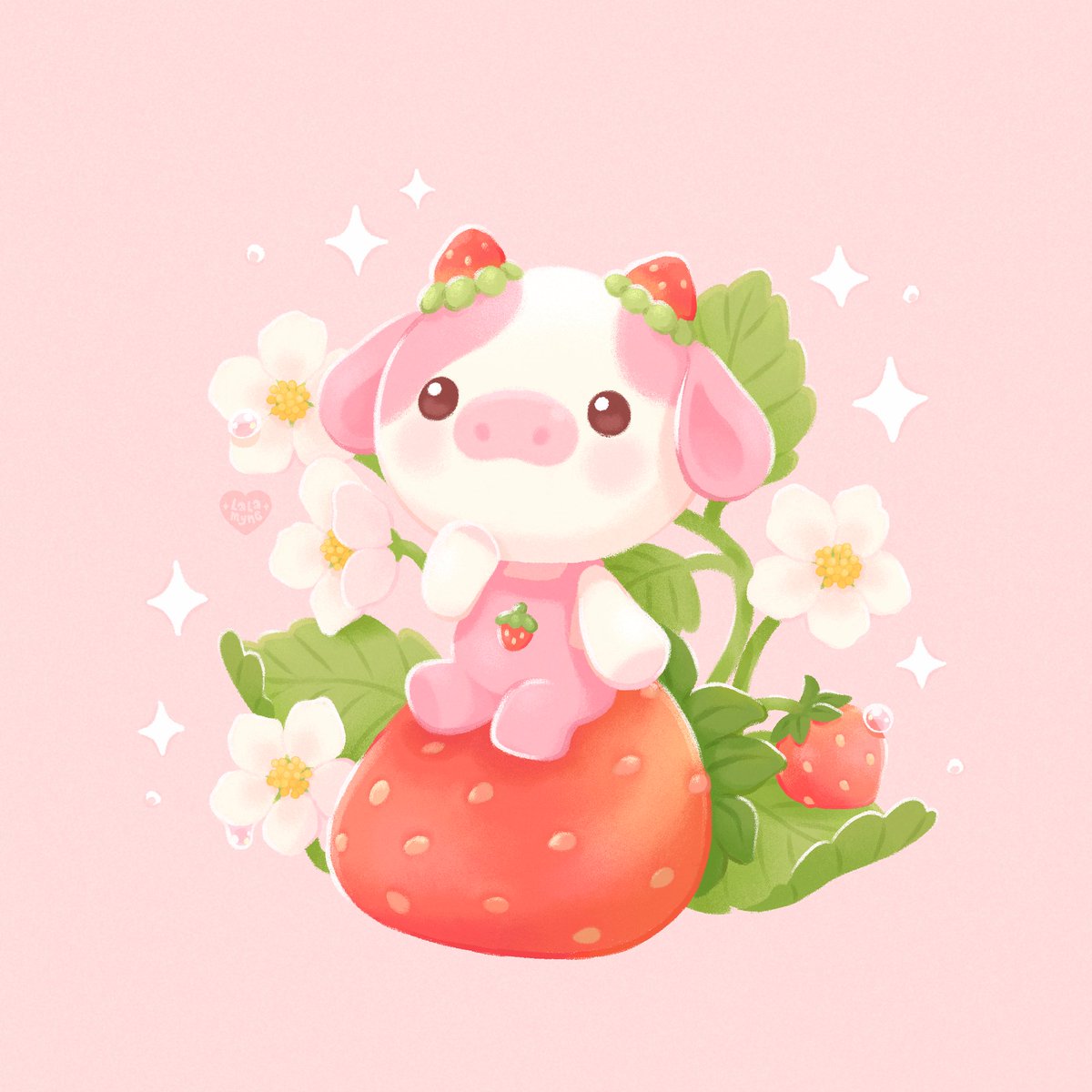 lalamyne's tweet photo. Strawbaby moomoo commish 🍓❤️ https://t.co/32bh1gjgXP