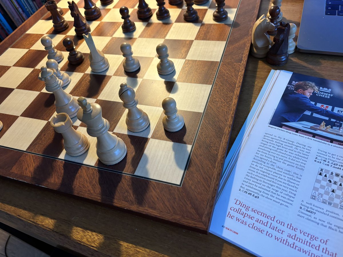 JWPlaysChess's tweet photo. Today I play a few games of #newinchess magazine. This is Carlsen-Ding. #chesspunks https://t.co/C9AQBqyO9M