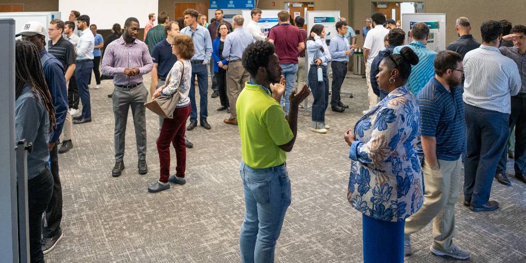 SRNLab's tweet image. SRNL hosted its annual Summer Intern Research Poster Session, which provided an opportunity for interns to showcase their research. This year SRNL hosted the largest group of summer interns in its history – more than 80 interns representing 34 universities across the country.