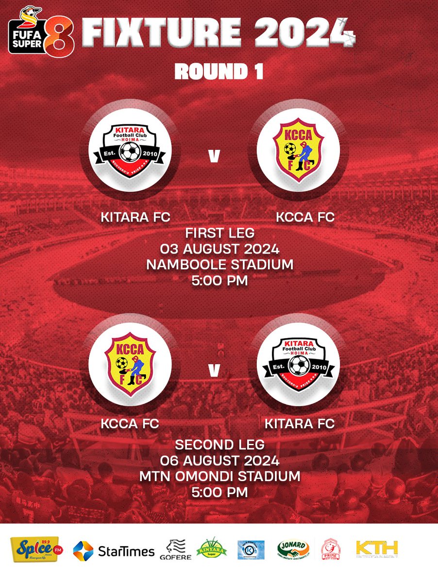 Tuli Set 👊

We host the Kasasiro boys in the first leg of the #FUFASuper8 on August 3, 2024 at Mandela National stadium, Namboole before visiting the Philip Omondi stadium on August 6, 2024 for the return leg. 

Come on you Royals!! 💪

#KitaraUpdates || #PrideOfBunyoro