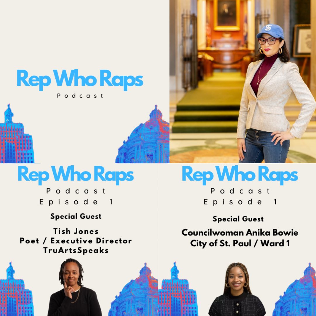MariaIsa's tweet photo. #RepWhoRaps podcast Ep. 1 with special guest @TheTishJones and the Hon Councilwoman @AnikaBowieSTP of St Paul, MN Ward 1. Hosted by yours truly direct from St. Paul’s District 65B 

https://t.co/pM9Rojp9zQ https://t.co/X4mG6IR5St