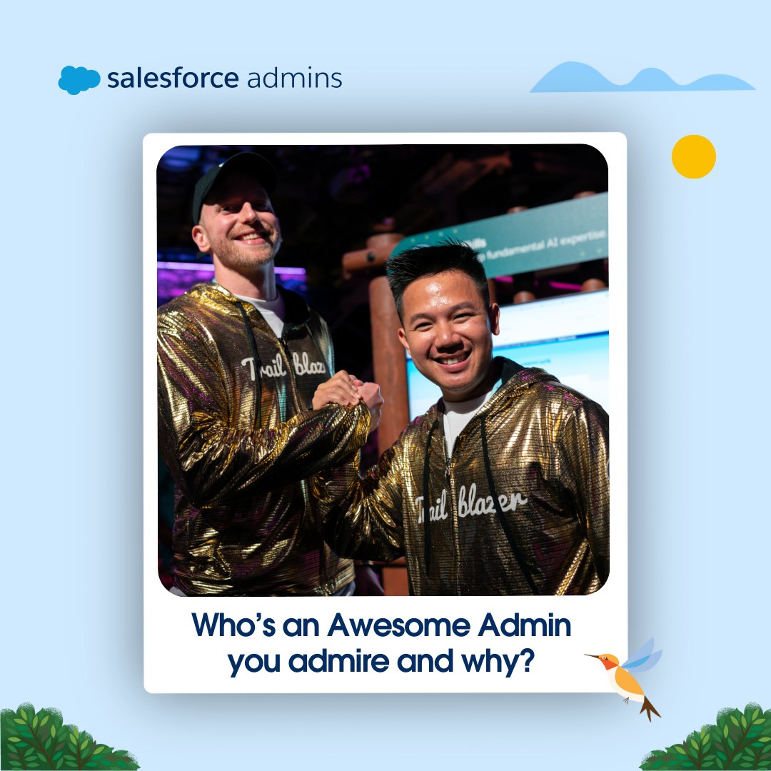 Happy #AwesomeAdmin Friday! Let's end the week on a high note 🎵 by spotlighting YOU, our amazing community! 🫵

Who's a Salesforce Admin you admire and why? Tag them and give a shoutout to show your appreciation.