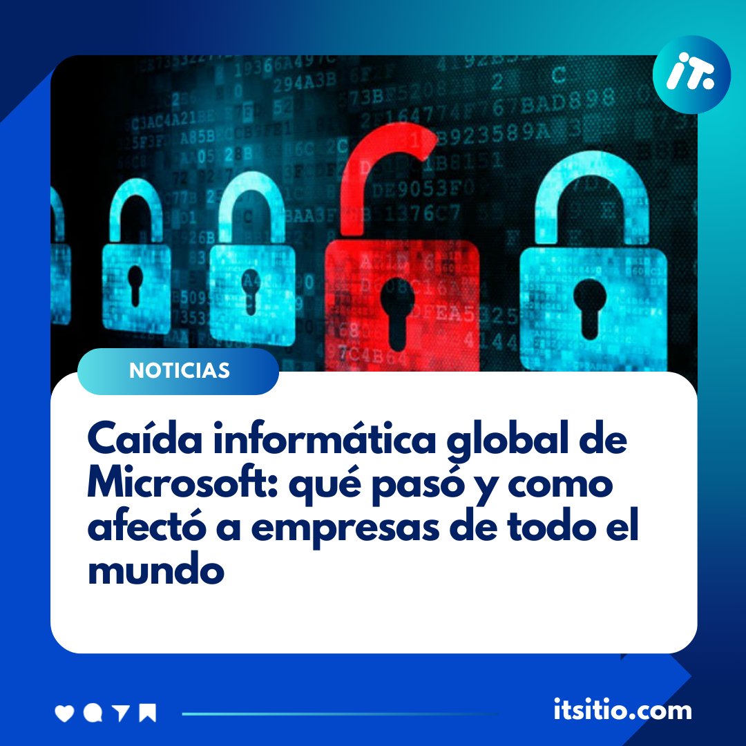 ITSitio's tweet photo. Una actualización defectuosa en la plataforma de seguridad CrowdStrike causó un fallo informático que afectó a aerolíneas, bancos, bolsas de valores y medios de comunicación en el mundo.✈️💻📉
👉Conoce mas aquí ⬇️
https://t.co/mKf2r0mXO2
#Ciberseguridad #CrowdStrike #ITSitio https://t.co/6vK4qaz2SK