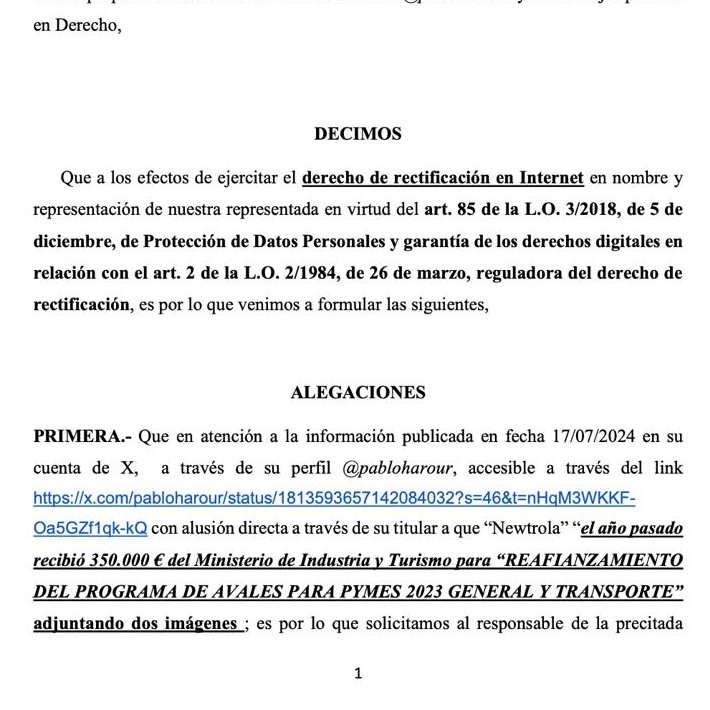 pabloharour's tweet photo. Ana Pastor me exige una rectificación a través de su bufete de abogados por revelar que Newtral percibió el año pasado del Ministerio de Industria un aval de 350.000 euros  

Me piden que corrija la inexactitud para amedrentarme      

Dale RT si quieres aún más gente sepa que un ministerio controlado por el PSOE dio un aval de 350.000 euros para un crédito privado de su empresa 

https://t.co/nyt4F190QZ