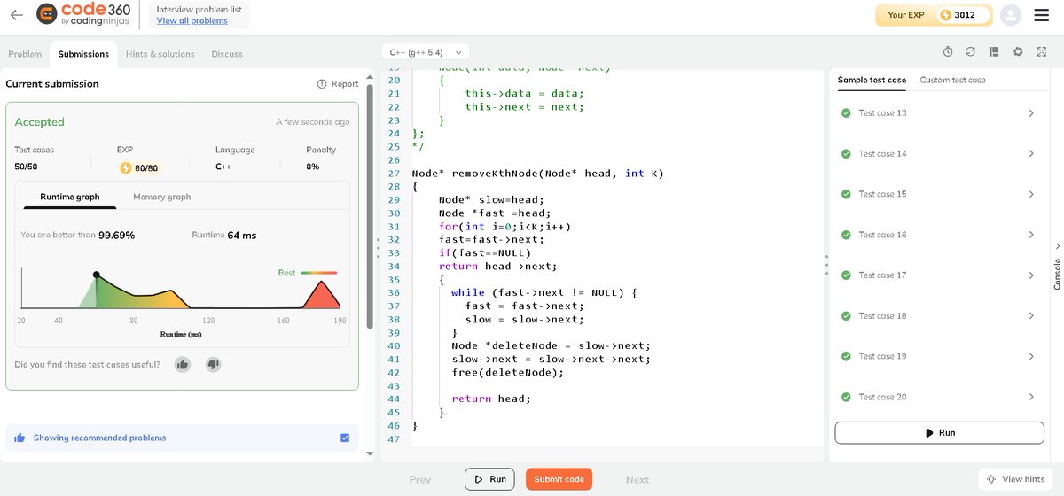 AjayPawar70's tweet image. Today marks day 14 of my DSA solving challenge! 🎯 I tackled two linked list problems: "Flatten a Linked List" and "Delete a Node from the End." 🚀
#CodingJourney #DataStructures #AlgorithmChallenges #LinkedLists #DailyCoding