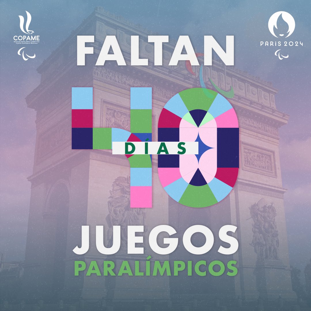 4️⃣0️⃣ son los días que nos faltan para ser testigos de las hazañas de nuestros Atletas Paralímpicos Mexicanos 🇲🇽y estamos tan emocionados como tú 🫵🏻 de que ese día está cada vez más cerca 🔜🇫🇷..

¿Nos acompañas a la Victoria Paralímpica Mexicana🇲🇽❓

#VictoriasParalimpicasMx