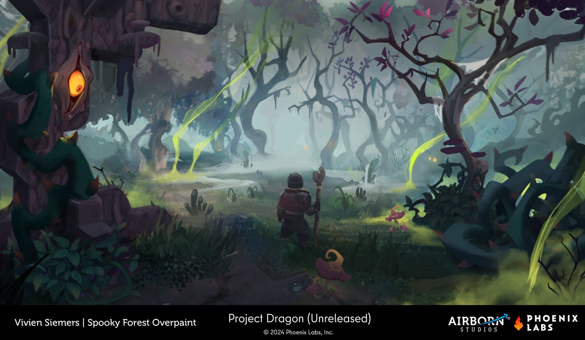scarVii's tweet image. Alright, gonna start sharing some of the work I&apos;ve done for #ProjectDragon !🐲

I&apos;ve mostly been doing concepts for the environments, so props and POI&apos;s, but also some overpaints. Here are explorations for the Spooky Forest, one of the bioms planned for Dragon