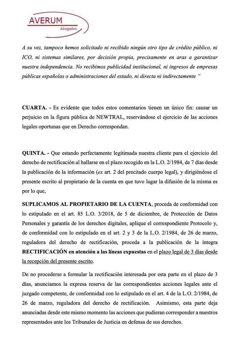 pabloharour's tweet photo. Ana Pastor me exige una rectificación a través de su bufete de abogados por revelar que Newtral percibió el año pasado del Ministerio de Industria un aval de 350.000 euros  

Me piden que corrija la inexactitud para amedrentarme      

Dale RT si quieres aún más gente sepa que un ministerio controlado por el PSOE dio un aval de 350.000 euros para un crédito privado de su empresa 

https://t.co/nyt4F190QZ