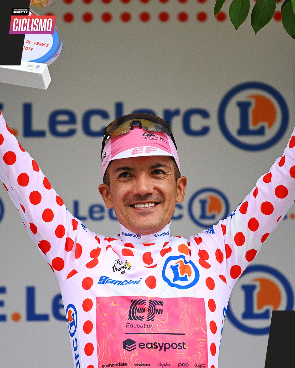 ESPNCiclismo's tweet photo. El hombre con más kilómetros en fuga del #TDF2024, el líder de la montaña, el orgullo de Carchi. ¿Quién es? Por supuesto, Richard #Carapaz. 🔴⚪ https://t.co/ficlTkh8IZ