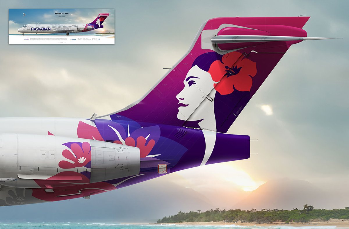 Rulexy2's tweet photo. Boeing 717-200 Hawaiian Airlines N494HA "Koa’e Kea". A fragment of the poster.
#maddogseries #md95 #ttail #Hawaiian https://t.co/Ff3cHOYGi4