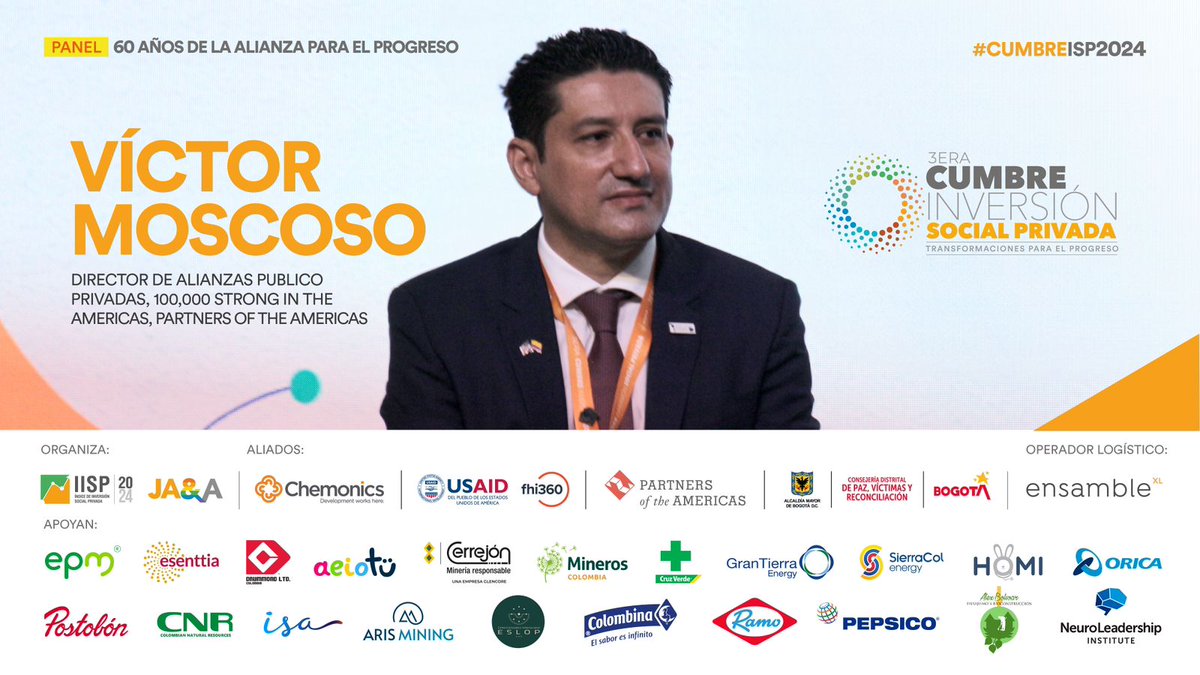 Arteaga_Latam's tweet photo. #CumbreISP2024 🤝 #TransformacionesParaElProgreso
"La Iniciativa 100,000 Strong en las Américas establece intercambios y conecta estudiantes y docentes entre los países de América Latina y los Estados Unidos, en sectores como agricultura, salud, economía naranja, industria agro espacial, mitigación de cambio climático y promoción de la educación inclusiva". Víctor Moscoso, @PartnersAmerica
