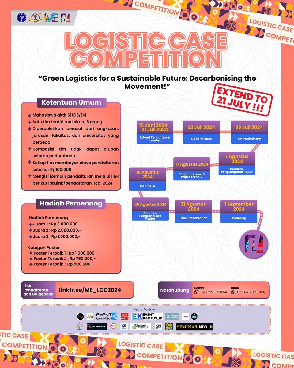 me_ipb's tweet photo. [𝐄𝐱𝐭𝐞𝐧𝐝 𝐋𝐨𝐠𝐢𝐬𝐭𝐢𝐜 𝐂𝐚𝐬𝐞 𝐂𝐨𝐦𝐩𝐞𝐭𝐢𝐭𝐢𝐨𝐧]

Hello, Euphorians! 
Jangan sampai lupa untuk daftarkan kamu dan tim-mu untuk memenangkan kompetisi ini ya! 🤩

📎 𝐋𝐨𝐠𝐢𝐬𝐭𝐢𝐜 𝐂𝐚𝐬𝐞 𝐂𝐨𝐦𝐩𝐞𝐭𝐢𝐭𝐢𝐨𝐧
https://t.co/Xe59DhMRrk
 
Langsung klik linknya✨ https://t.co/WWVhL88wnB