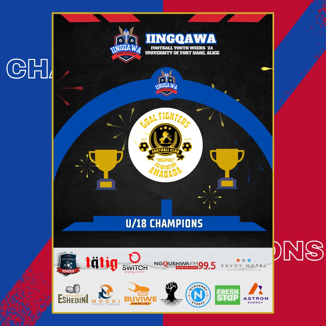iingqawa's tweet photo. GOAL FIGHTERS FC are the IINGQAWA FOOTBALL YOUTH WEEKS 2024 U/18s CHAMPIONS ⚽️🏆🔥

#iingqawa_football #passionliveshere #footballyouthweeks'24 https://t.co/tehySmE1GA