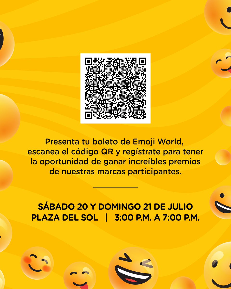 MultiplazaPA's tweet photo. ¡El Día del Niño llegó y Multiplaza lo celebra a lo grande!🥳🤩 Este fin de semana, trae a tus peques a Emoji World en Plaza del Sol☀️, escanea tu ticket del Emoji World en nuestra Magic Machine de agilidad y destreza y podrás ganar premios increíbles.🤭😳
#Multiplaza #DiaDelNiño https://t.co/KI3z1dpCne