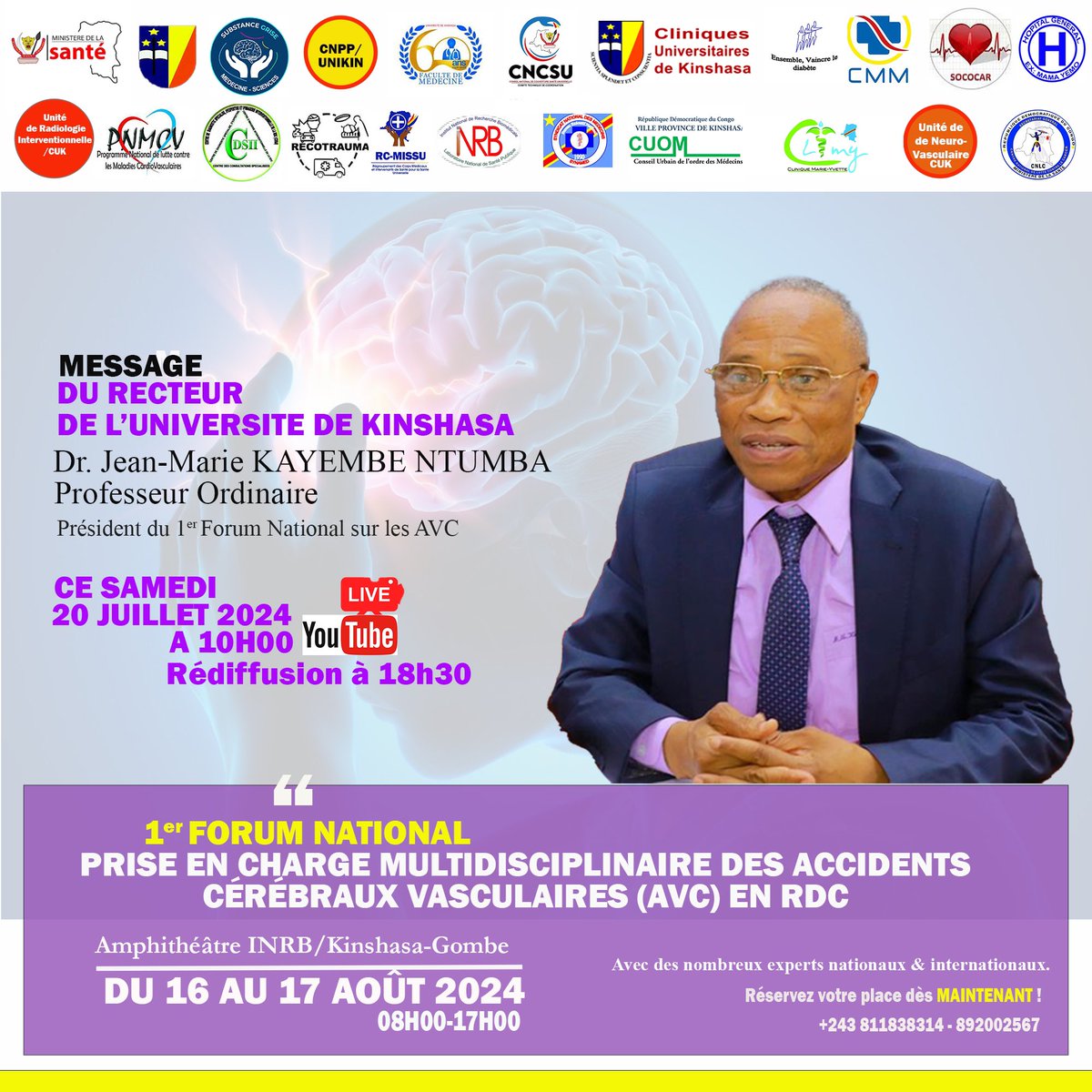 ClubSG1's tweet photo. 📌 Suivez en direct le message du Recteur de l’Université de Kinshasa ce Samedi, 20 Juillet 2024 sur YouTube : https://t.co/H6wFSFfXOD
@Unikinrdc @rogerkamba @SanteMinistre @TopCongo @IsralMutombo11 @cabinetmbungani @DrTedros @JeanMuyembe @DeniseNyakeru @fatshi13 @SuminwaJudith https://t.co/ZSly8A0cQf