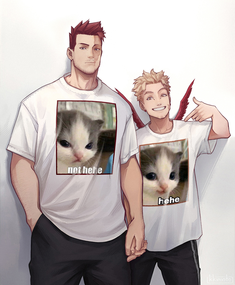 Hope you guys know this meme because I swear it seemed hilarious when I came up with the idea in the middle of the night😅
..So, Hawks once bought matching t-shirts..
#endhawks #endeavorxhawks #BNHA