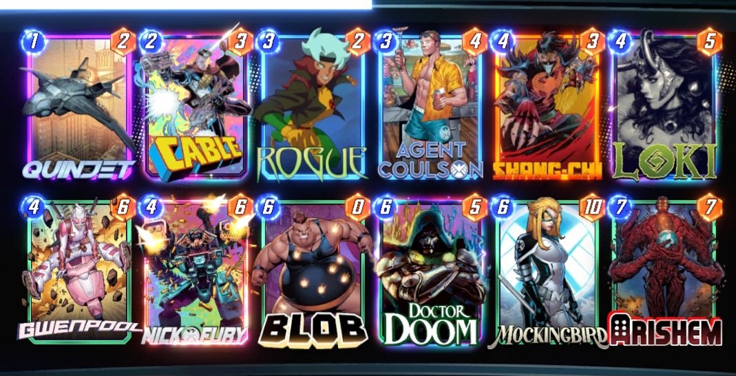 Hace meses que ni abria el Marvel Snap pero cuando salio Arishem me anime a descargarlo y darle de nuevo y mientras estoy en la playita he subido del 10 a infinito con este deck, he vuelto a disfrutar del juego como antes asi que le seguire dando de momento a ver que tal sigue