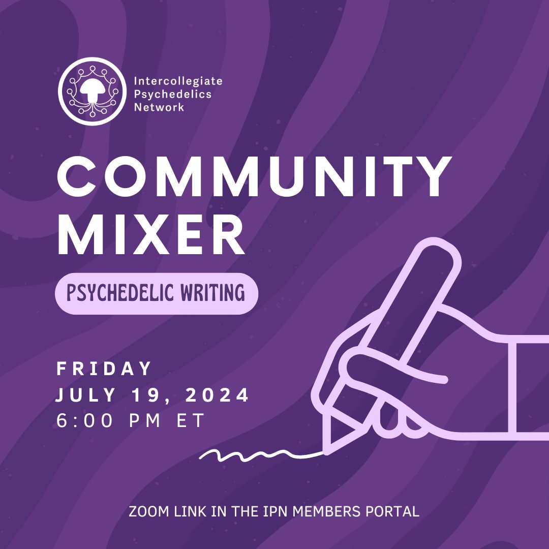 ipnpsychedelics's tweet image. Join IPN tonight (7/19) to unwind & let your creativity flow at our Community Mixer: Psychedelic Writing. Share your favorite pieces or write something new with us.
🖥️ Virtual & open to all IPN members.
🔗 Become an IPN member for FREE—link in bio!