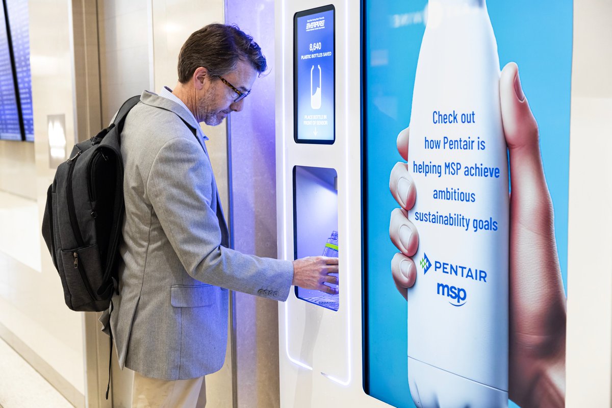 hopehydration's tweet image. Flying through @mspairport? Bring your reusable bottle and #FindHOPE. 10 HydroStations installed in all terminals, powered by @pentair