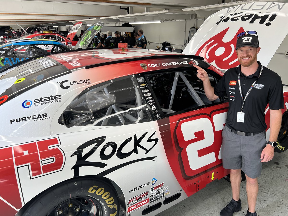 JebBurtonRacing's tweet photo. Honored to remember Corey Comperatore on our car this weekend. Corey gave his life defending his family last weekend in Pennsylvania. Corey was a former fire chief of Department #27 in Butler PA. Grateful to celebrate an American Hero 🇺🇸 https://t.co/hqEkzLJCHe
