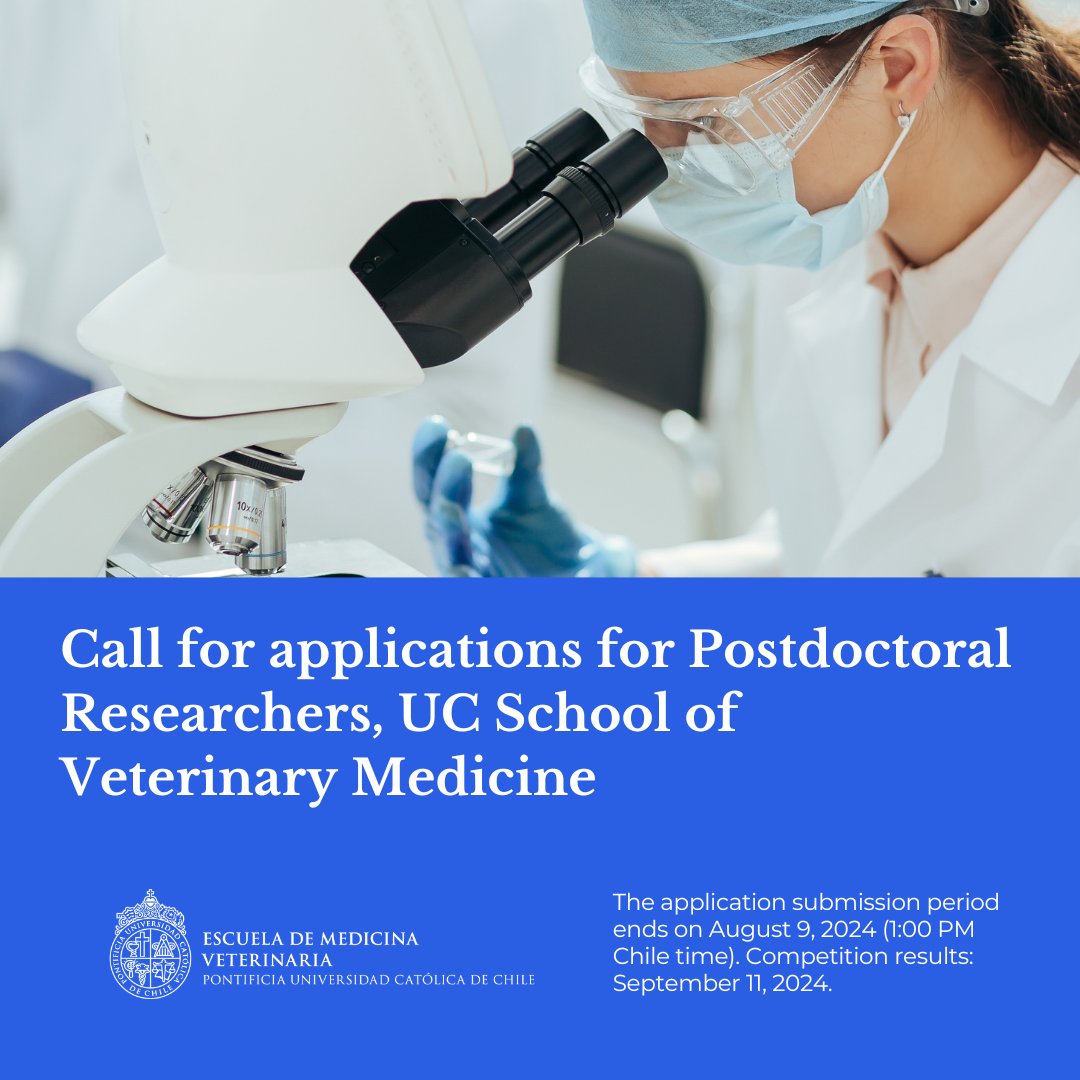 MedVetUC1's tweet photo. 📣 Applications open until August 9th! 🐟🧬 Call for Postdoctoral Position, UC School of Veterinary Medicine. More information: https://t.co/PFrHSwtjXY https://t.co/QsOx08eJfh @ucatolica https://t.co/GT0EZ6HWiY