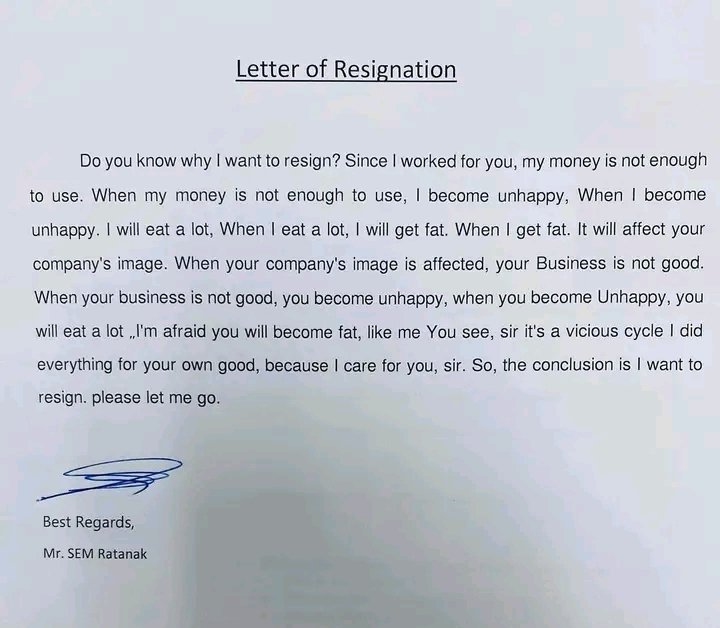 A proper resignation letter 😆