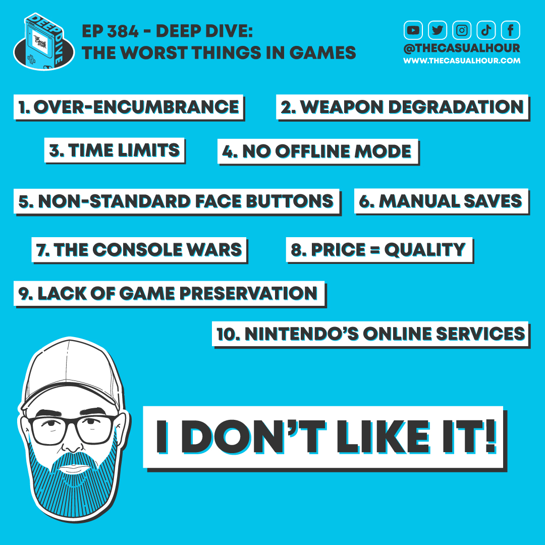 Thecasualhour's tweet photo. The Casual Crew each brought their personal Top 10 "Worst Things in Games" for this Deep Dive, here is what @bob_omby and @chase_koeneke had to say: https://t.co/XXtOzZUEuX