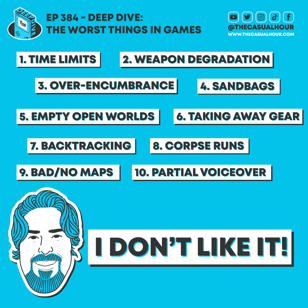 Thecasualhour's tweet photo. The Casual Crew each brought their personal Top 10 "Worst Things in Games" for this Deep Dive, here is what @bob_omby and @chase_koeneke had to say: https://t.co/XXtOzZUEuX