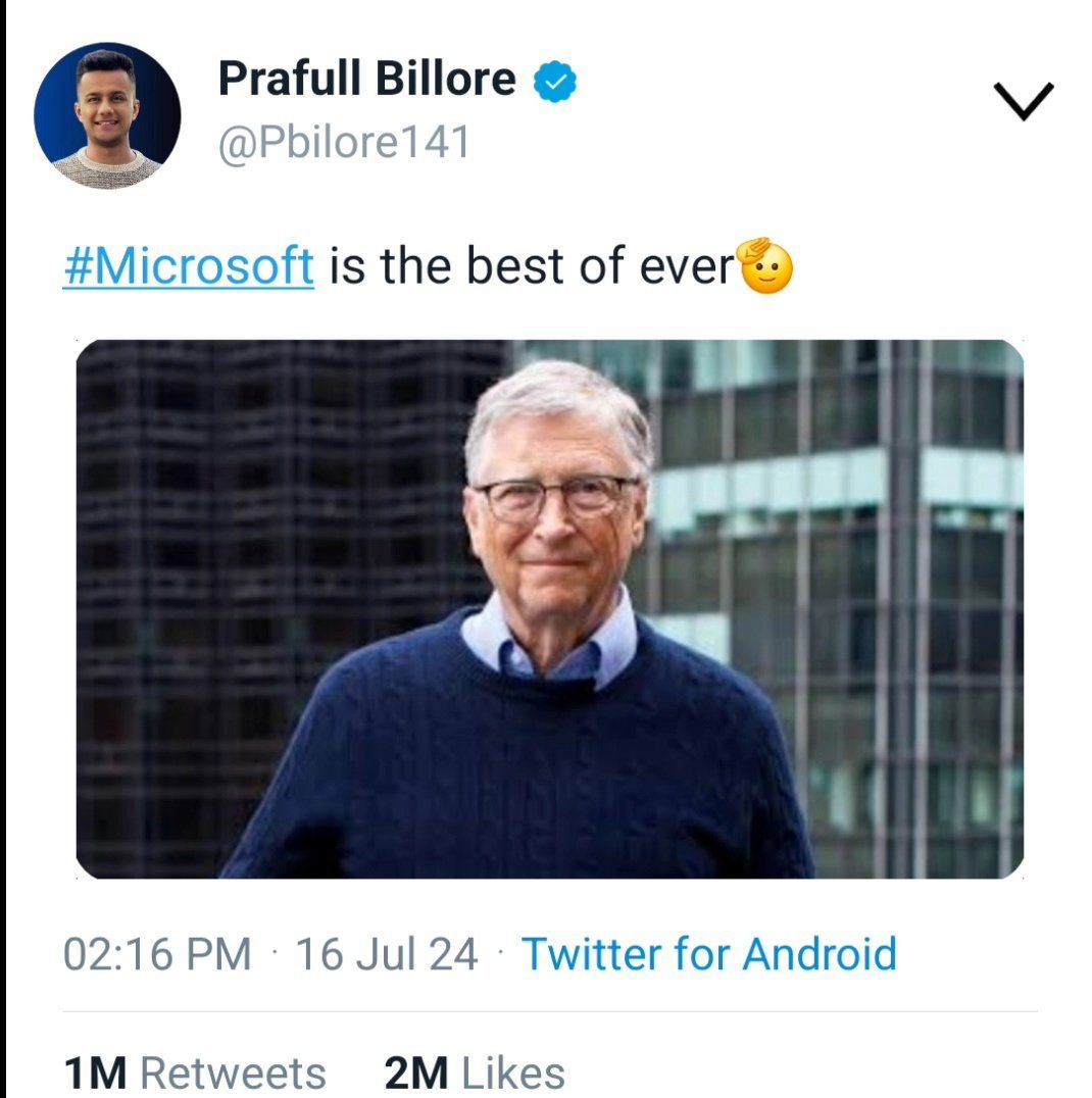 lalitkumar_15's tweet photo. Prafull Billore 100% strike rate. 😹

#Microsoft #CyberAttack https://t.co/V0935XYFgr