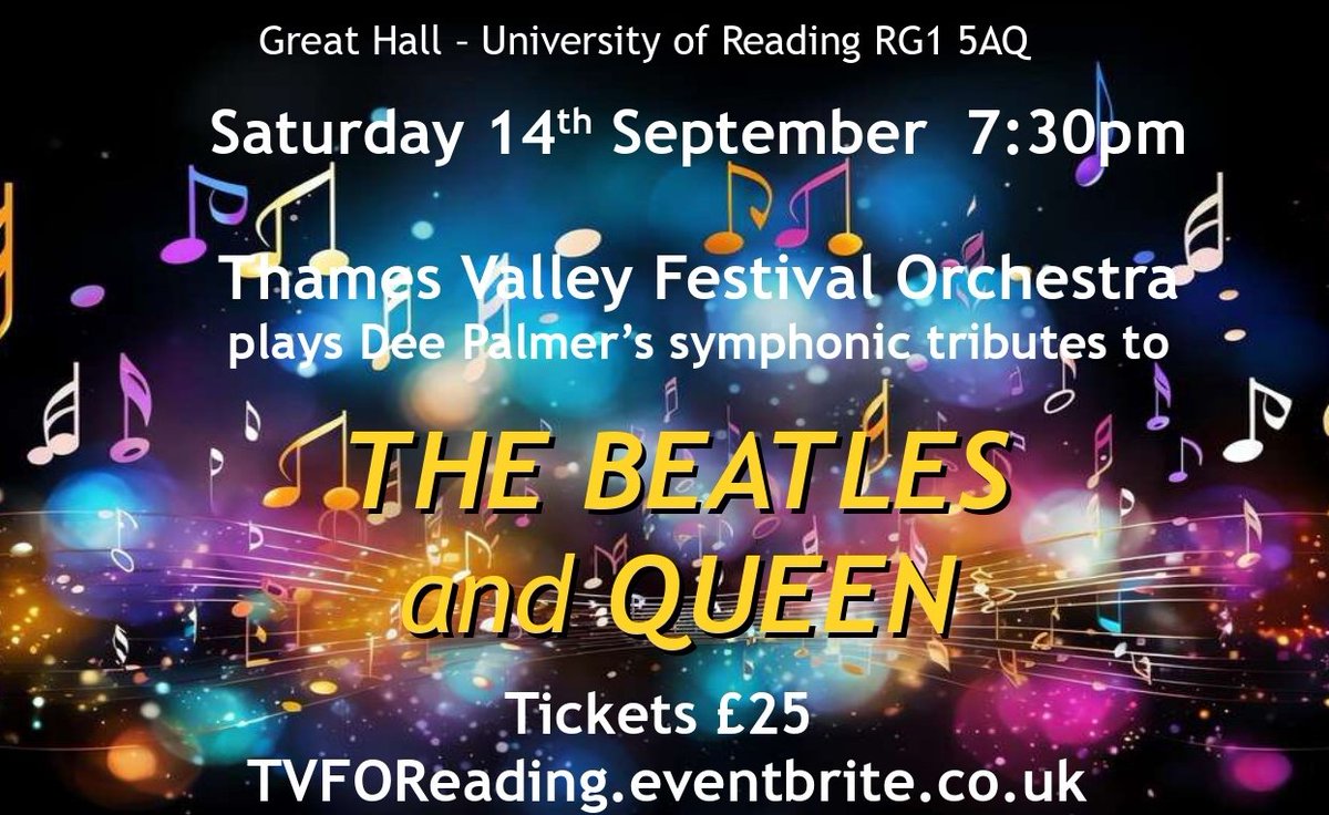 TVFOrchestra's tweet photo. 'It was 20 years ago today'.......   well actually more like 57 years ago but the melody is the same!!  The Thames Valley Festival Orchestra comes to Reading on September 14th 2024 to play  Sergeant Pepper's Lonely Hearts Club Band plus Queen. Info at https://t.co/lYZMjGMQtm https://t.co/ep3iC3IJNQ