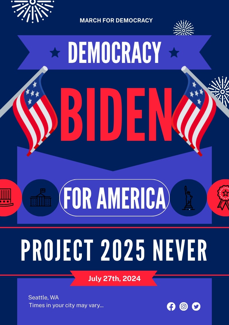 M4X7MU5's tweet image. Joe Biden will have a #MarchForDemocracy in Seattle on July 27th, 2024.