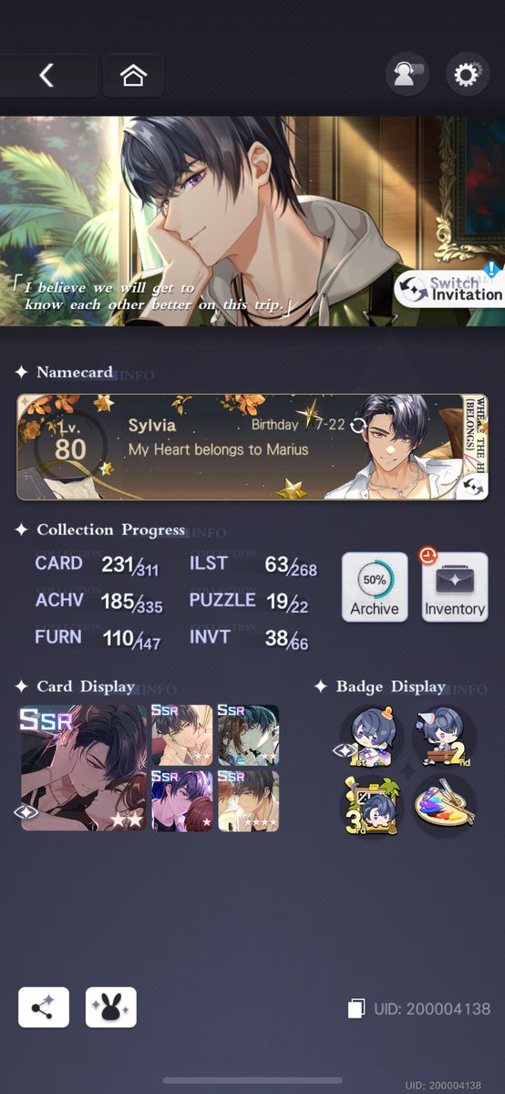 Mytho_Magic's tweet photo. @TearsofThemisEN UID 200004138

I’m desperate for a gift. Been pursuing Marius for a long time and will continue to pursue him https://t.co/qXOKDzmDv8