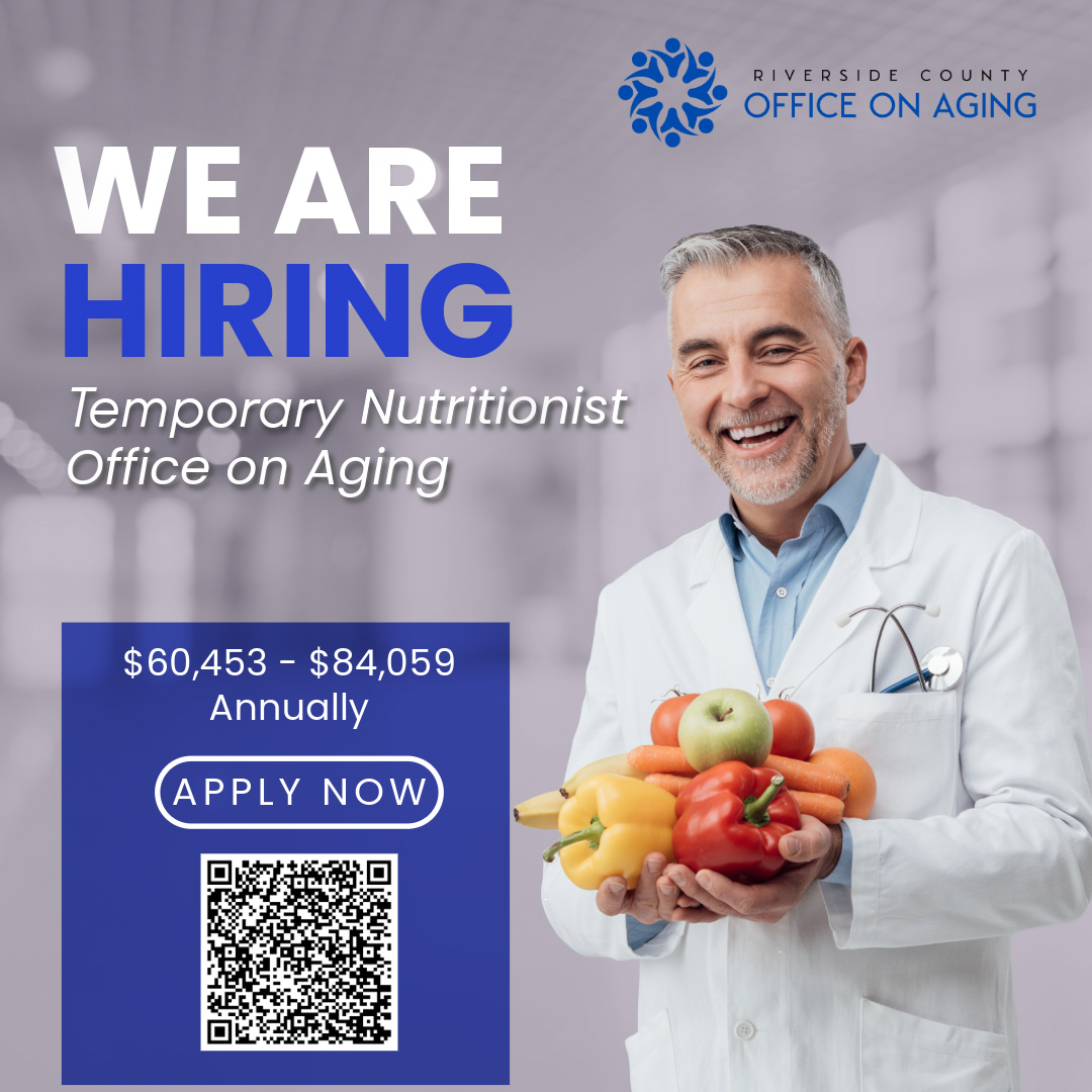 Make a difference in our community! Join the Office on Aging as a Temporary Nutritionist. Scan the QR code to apply.