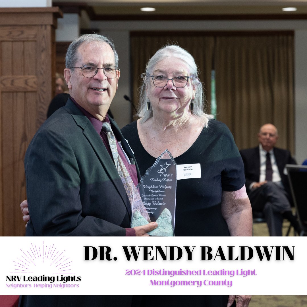 LeadingLightNRV's tweet photo. Congratulations to Dr. Wendy Baldwin, 2024 Montgomery County Leading Lights Distinguished Volunteer! Wendy’s service to her community includes work with Mount Tabor Ruritan Club, AARP Blacksburg chapter, Imagination Library of Montgomery County, and more. Thank you, Wendy! https://t.co/OEll5PLhuN