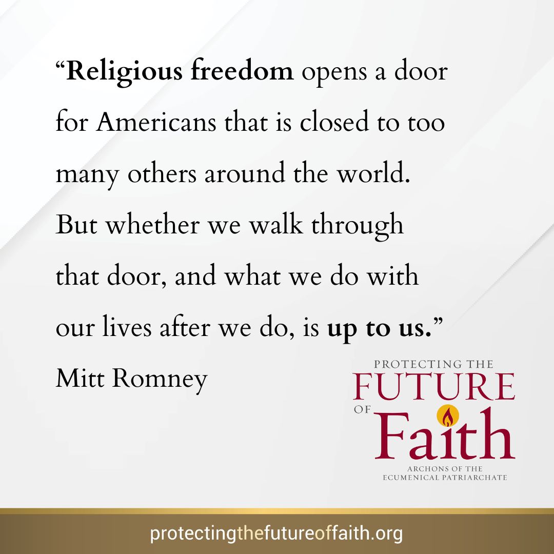 protectingfaith's tweet photo. “Religious freedom opens a door for Americans that is closed to too many others around the world. But whether we walk through that door, and what we do with our lives after we do, is up to us.” Mitt Romney. Protect Faith: https://t.co/6MZ3Ng39tR #FaithFriday https://t.co/oFVmr151OL