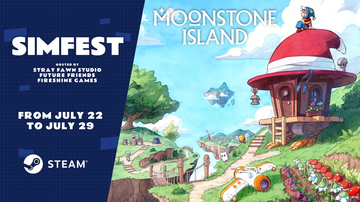 Raw Fury | BLUE PRINCE IS OUT NOW! ๐ (@rawfury) on Twitter photo Don't forget that <a href="/Moonstone_game/">Moonstone Island - OUT NOW on Switch!</a> is also a part of the wonderful @SteamSimFest 2024! ๐
Why not celebrate the occasion by spending the week getting stuck into island antics? ๐๏ธ๐ค
๐bit.ly/47EvaEf๐ Don't forget that <a href="/Moonstone_game/">Moonstone Island - OUT NOW on Switch!</a> is also a part of the wonderful @SteamSimFest 2024! ๐
Why not celebrate the occasion by spending the week getting stuck into island antics? ๐๏ธ๐ค
๐bit.ly/47EvaEf๐