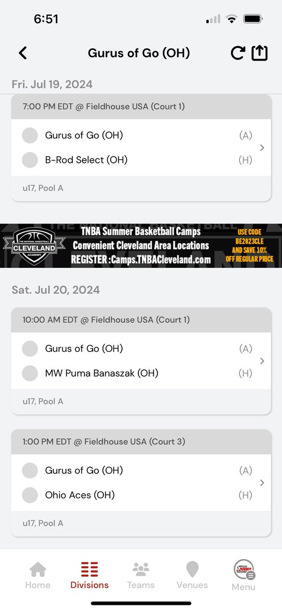 Here’s my schedule for the Ohio Championships in Columbus