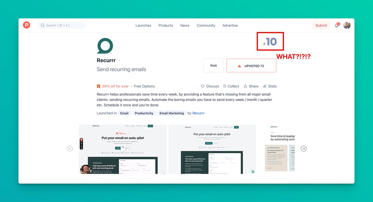tabacitu's tweet photo. 🎉 We've just cracked Top 10 on Product Hunt! 🎉

Big thanks to everyone who's helped 🙏 I really didn't think this was possible, especially with our bad start. 

Don't want to seem ungrateful but...
5 few more votes and we could touch No 7 😅

Super-grateful 🙏 https://t.co/OWblB9a9EM