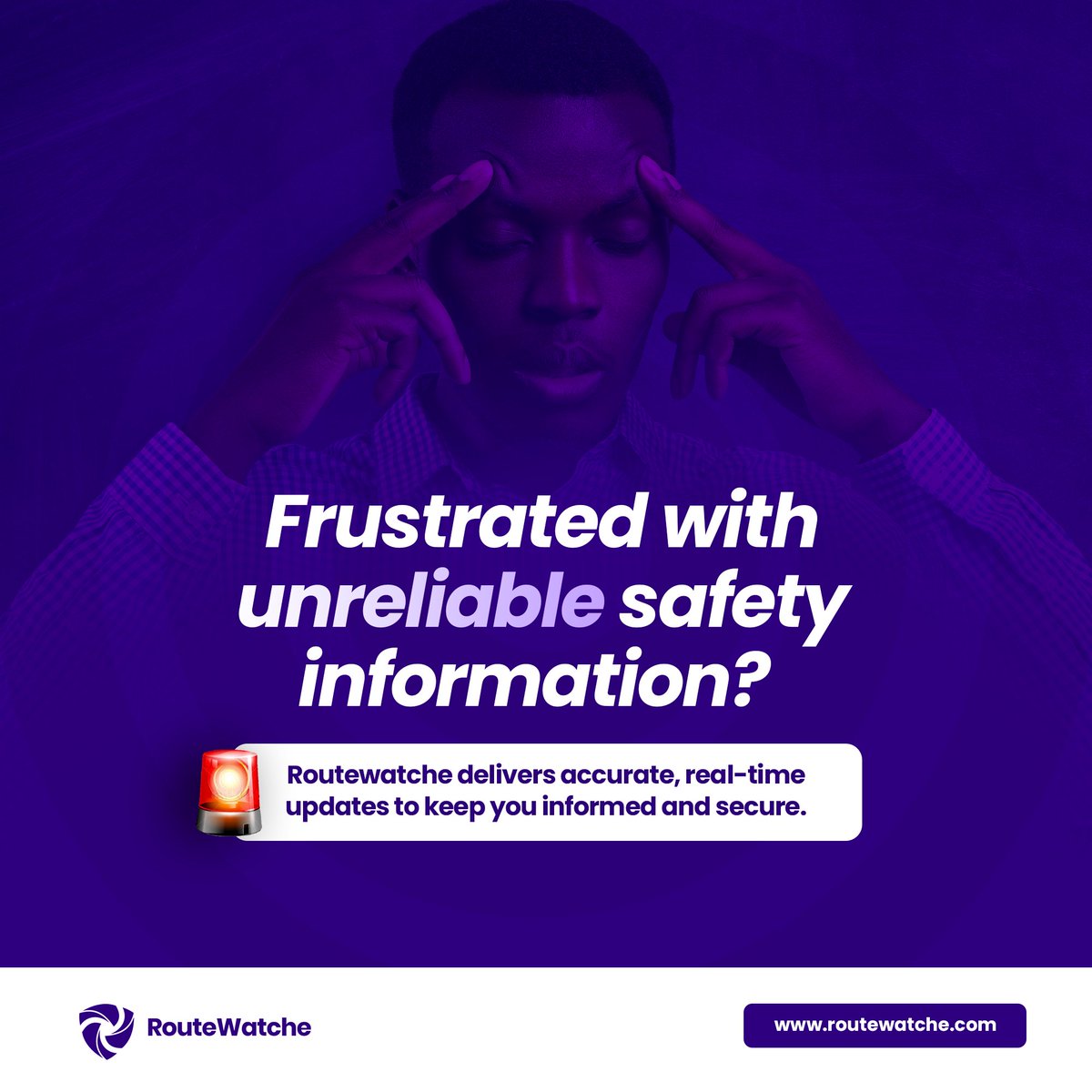 RouteWatche's tweet image. Frustrated with unreliable safety information? 

We provide accurate, real-time updates!

Join our waitlist today by clicking the link in our bio. #Routewatche #SafetyUpdates #StayInformed