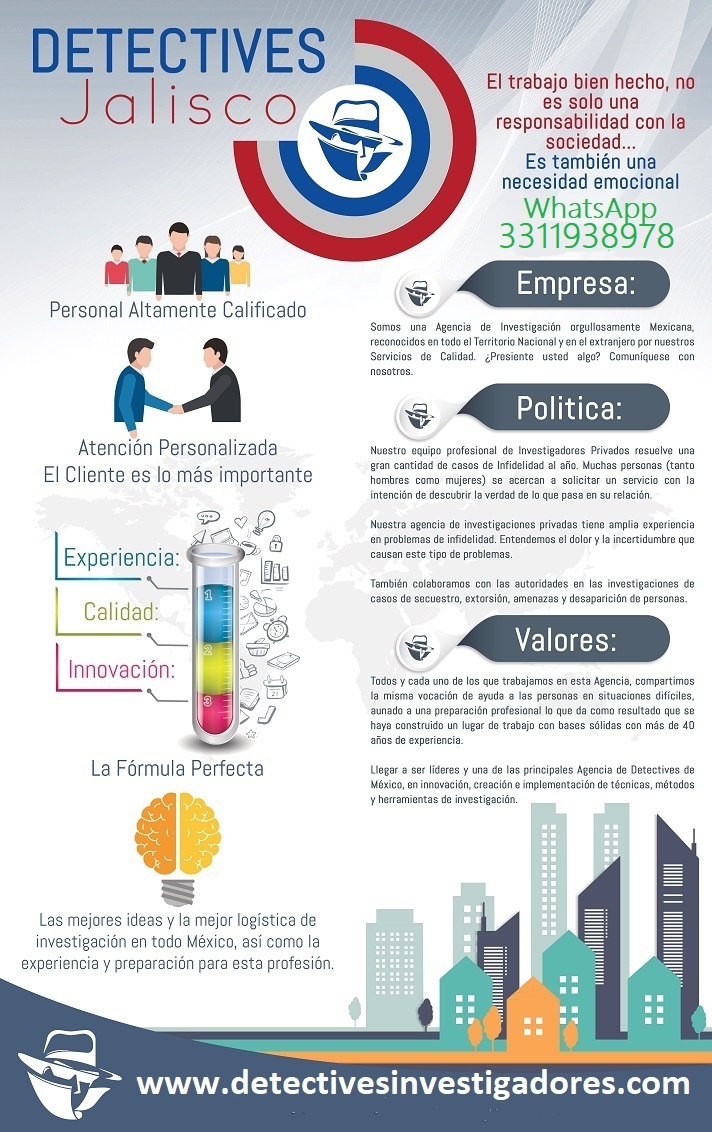 …::: WhatsApp 33-11-93-89-78 :::…

detectivesinvestigadores.com
Email: abodet007@outlook.com

#investigaciones
Investigación y Vigilancia de Parejas, novio, marido o concubina, con fotos, videos y grabaciones.

#Localizaciones
Localización y ubicación de personas en general