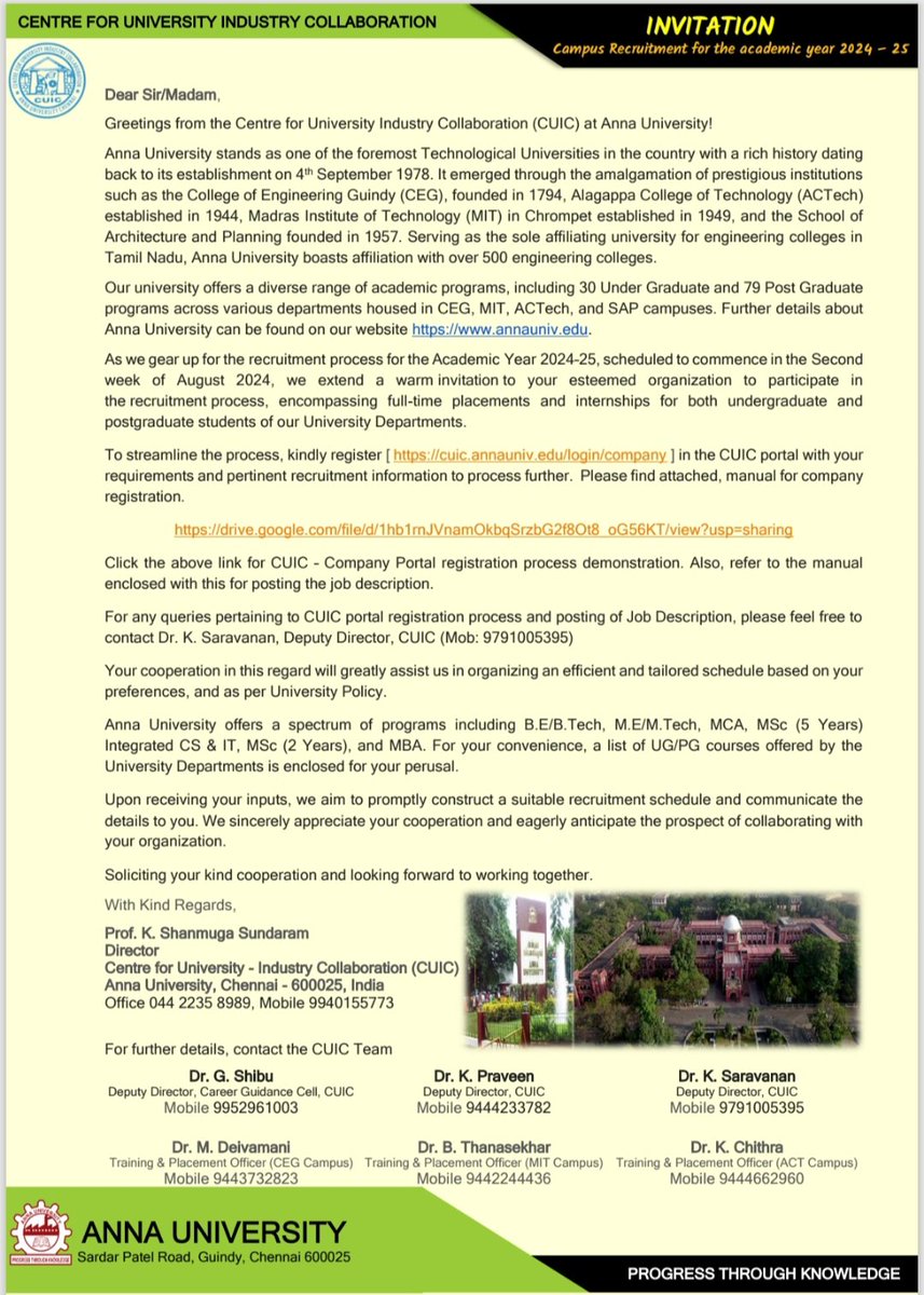 auvcochennai's tweet photo. Anna University Chennai, #Placementdrive 2024-25
Inviting the companies & major industries to recruit the top talents of Anna University.
Register and connect with the Centre for University Industry Collaboration (#CUIC).
#AUplacementdrive
#Annauniversityplacement2024 https://t.co/lViVjSFXdp