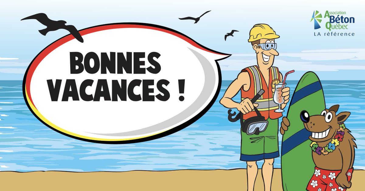 BetonQc's tweet photo. L'équipe de l'ABQ vous souhaite de belles vacances à tous!
#vacanceconstruction #béton #bétonquebec https://t.co/sHP947sNV8