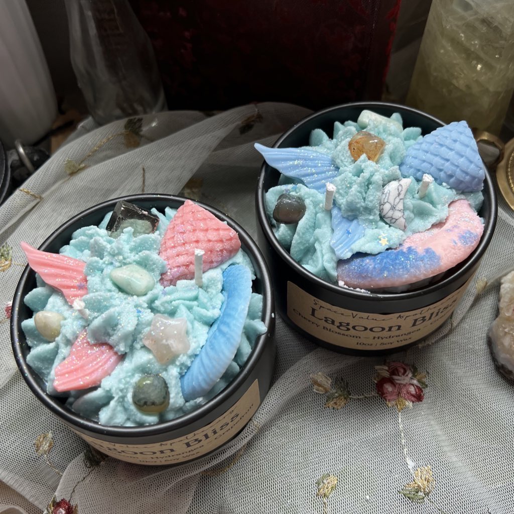 I love these candles so much, they’re scented with love spell &amp; it’s truly the perfect scent for these!!

they are available on my website! 🐚✨