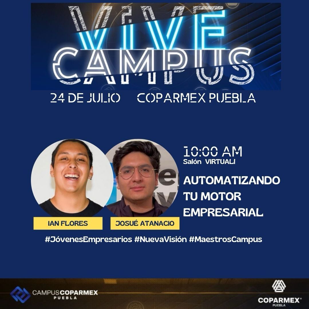 campus_coparmex's tweet photo. Ven a la conferencia  de Ian Flores y Josué Atanacio  y #ViveCampus #APuertasAbiertas #CampusCOPARMEX

@CoparmexPuebla

Regístrate en:  https://t.co/gr2BysbGaU

📍COPARMEX - 11 Poniente 1313, Col. Santiago, Puebla https://t.co/i3UZVSf4rl
