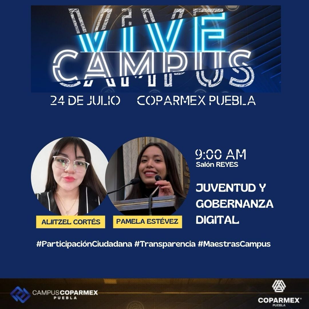 campus_coparmex's tweet photo. Ven a la conferencia  de Alitzel Cortés y Pamela Estévez  y #ViveCampus #APuertasAbiertas
#CampusCOPARMEX

@CoparmexPuebla

Regístrate en:  https://t.co/nRKgp1PTKP

📍COPARMEX - 11 Poniente 1313, Col. Santiago, Puebla https://t.co/UwmzUlSrRv