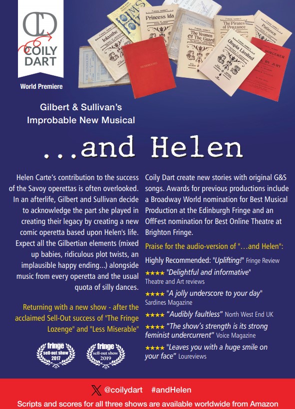 coilydart's tweet photo. It's #QuickFlyer Friday - and our @edfringe flyer's now with the printer! 

Start your day with a  joyful Gilbert &amp; Sullivan parody!

August 12-17 (9.45am-11am); tkts https://t.co/slgAB76a7P
#newwriting #thespaceUK #edfringe https://t.co/h2CAkeNxrA