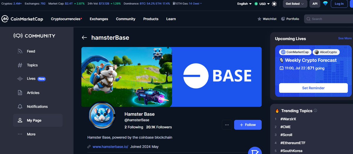 Hamster_Base's tweet photo. 👋Hello Hamsters!

🚀 We already have more than 20,000 followers on CoinMarketCap and this is just the beginning!

🙏Thank you all for your support. Don't miss the opportunity to be part of something unique.

🟢FOLLOW US on CMC:
https://t.co/S7njp1pRgJ

#HBtoken #HamsterCommunity #HamsterArmy #Crypto #Airdrop #coinbase #CoinMarketCap